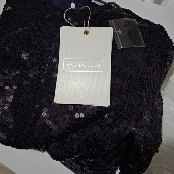 MAC DUGGAL size 8 SEQUINED HIGH NECK LONG SLEEVE DRAPED GOWN Dress - Picture 6 of 6